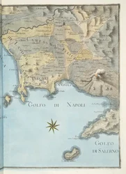 Mapa Zatoki Neapolitańskiej i okolic z „Campi Phlegraei: Obserwacje dotyczące wulkanów Obojga Sycylii” autorstwa sir Williama Hamiltona (1730-1803), wydana w 1776 roku